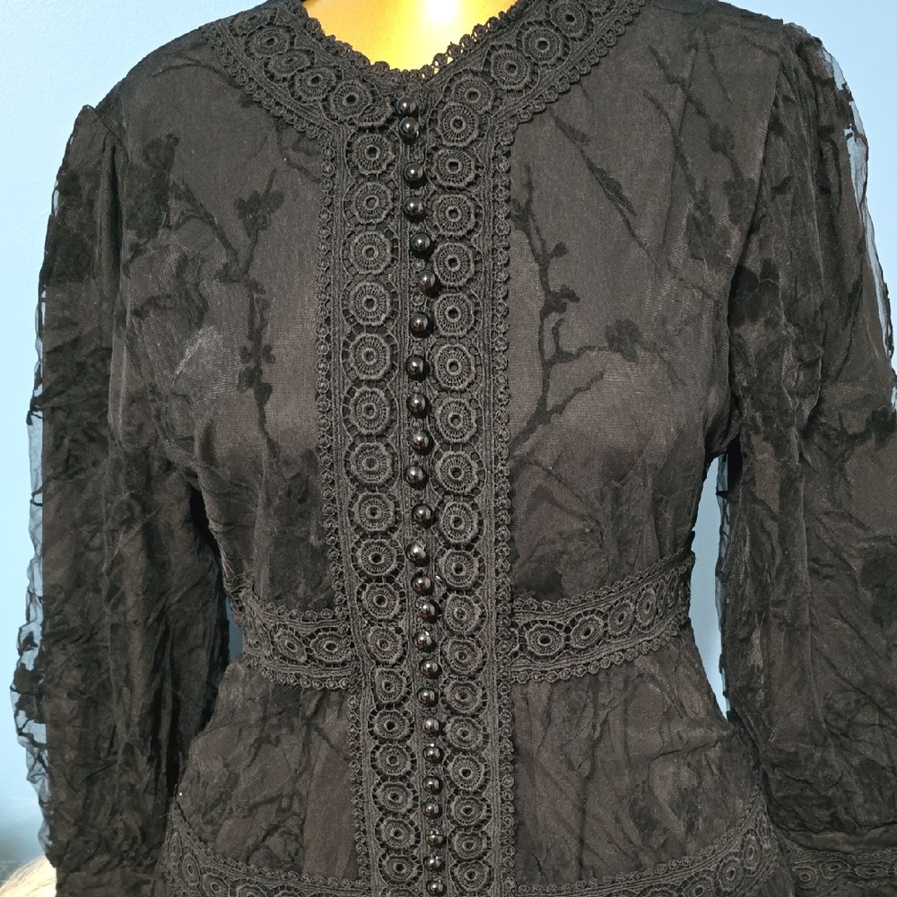 Black Lace Long Sleeve Maxi Dress - Picture 2 of 3